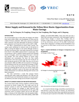 Water Supply and Demand in the Yellow River Basin: Opportunities from Water Savings by Xu Zongxue, Fu Yongfeng, Cheng Lei, Sun Yongliang, Zhu Tingju, and Li Jingzong