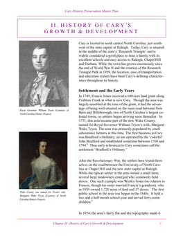 Ii. History of Cary's Growth & Development