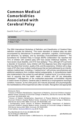 Common Medical Comorbidities Associated with Cerebral Palsy
