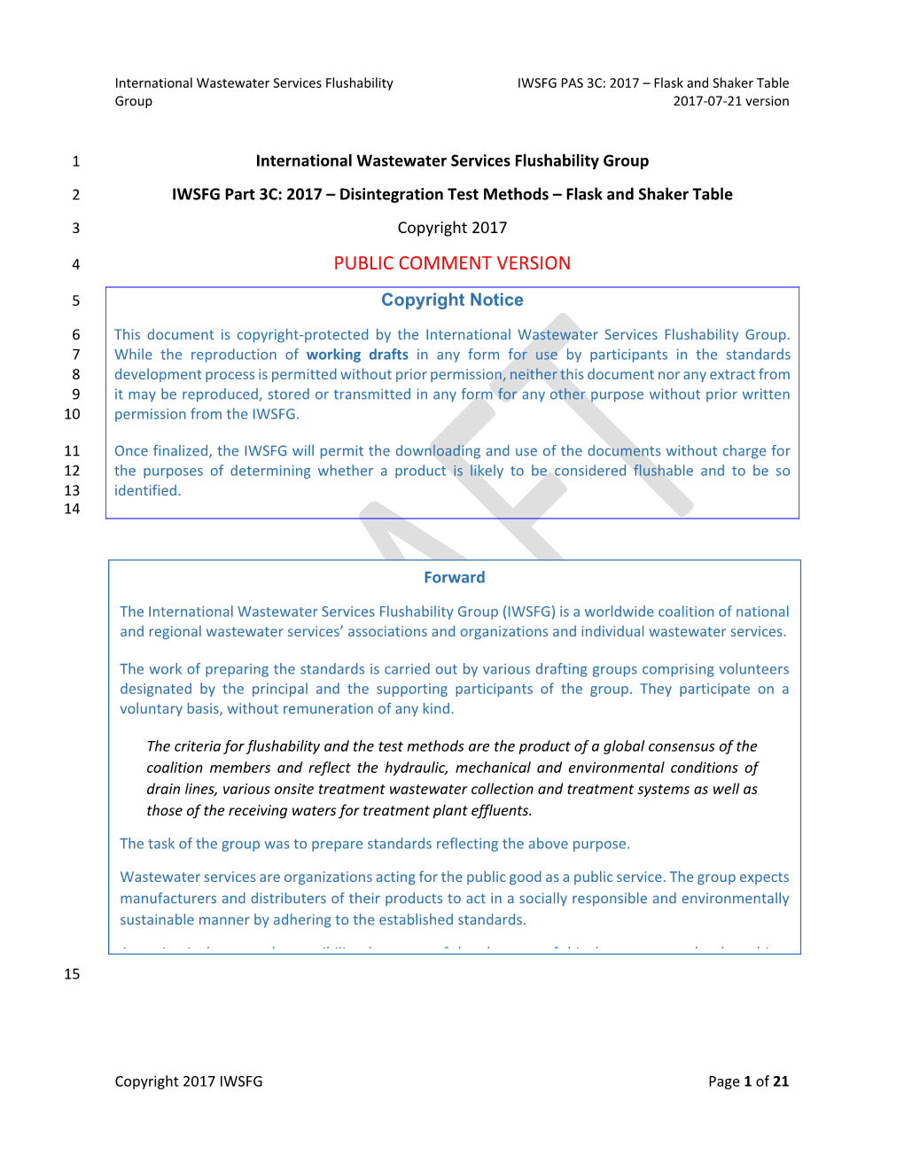 IWSFG PAS 3C: 2017 – Flask and Shaker Table Group 2017‐07‐21 Version