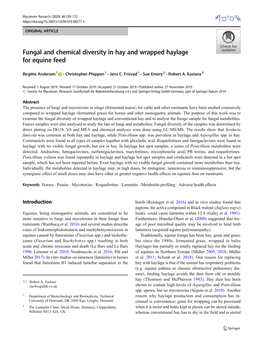 Fungal and Chemical Diversity in Hay and Wrapped Haylage for Equine Feed