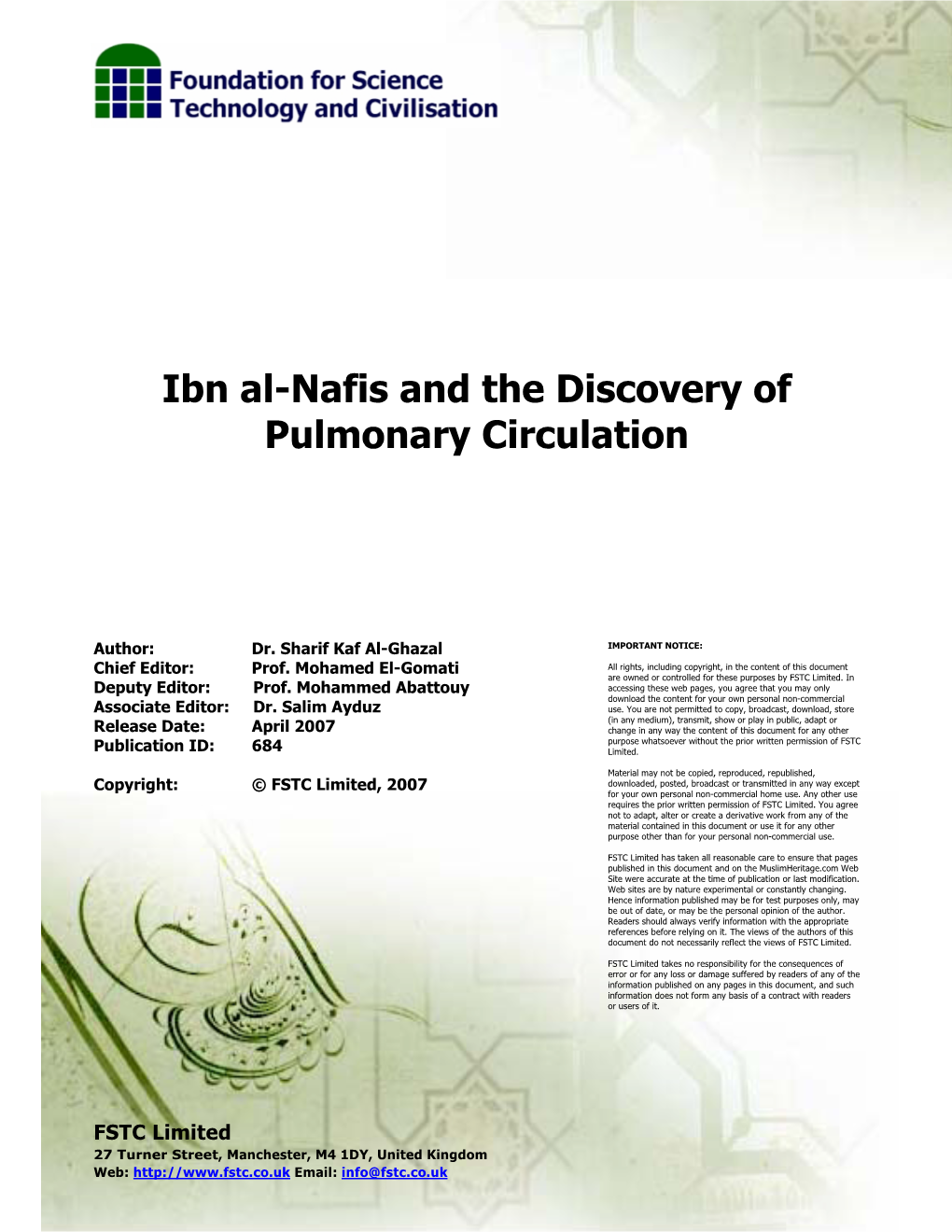 Ibn Al-Nafis and the Discovery of Pulmonary Circulation