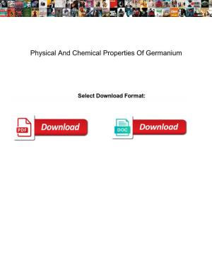 Physical and Chemical Properties of Germanium