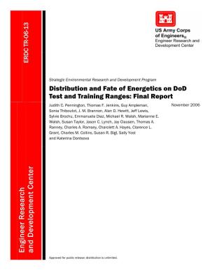 Distribution and Fate of Energetics on Dod Test and Training Ranges: Final Report Judith C