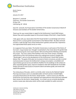Letter to Benjamin F. Lenhardt Chairman the Garden