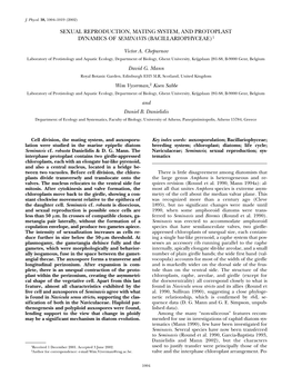 Sexual Reproduction, Mating System, and Protoplast Dynamics of Seminavis (Bacillariophyceae)1