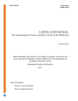 LIONS and KINGS: the Transformation of Lions As an Index of Power in the Middle East