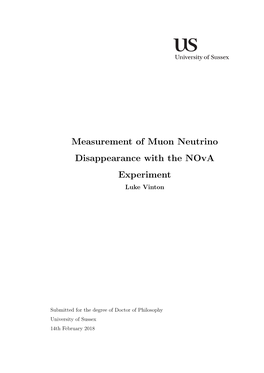 Measurement of Muon Neutrino Disappearance with the Nova Experiment Luke Vinton