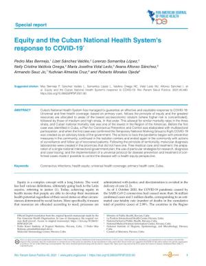 Equity and the Cuban National Health System's Response to COVID-19*