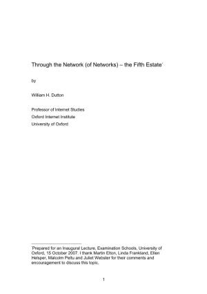 Through the Network (Of Networks) – the Fifth Estate* By