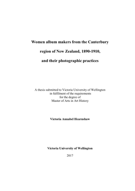 Women Album Makers from the Canterbury Region of New Zealand