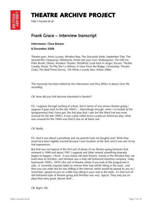 Frank Grace – Interview Transcript