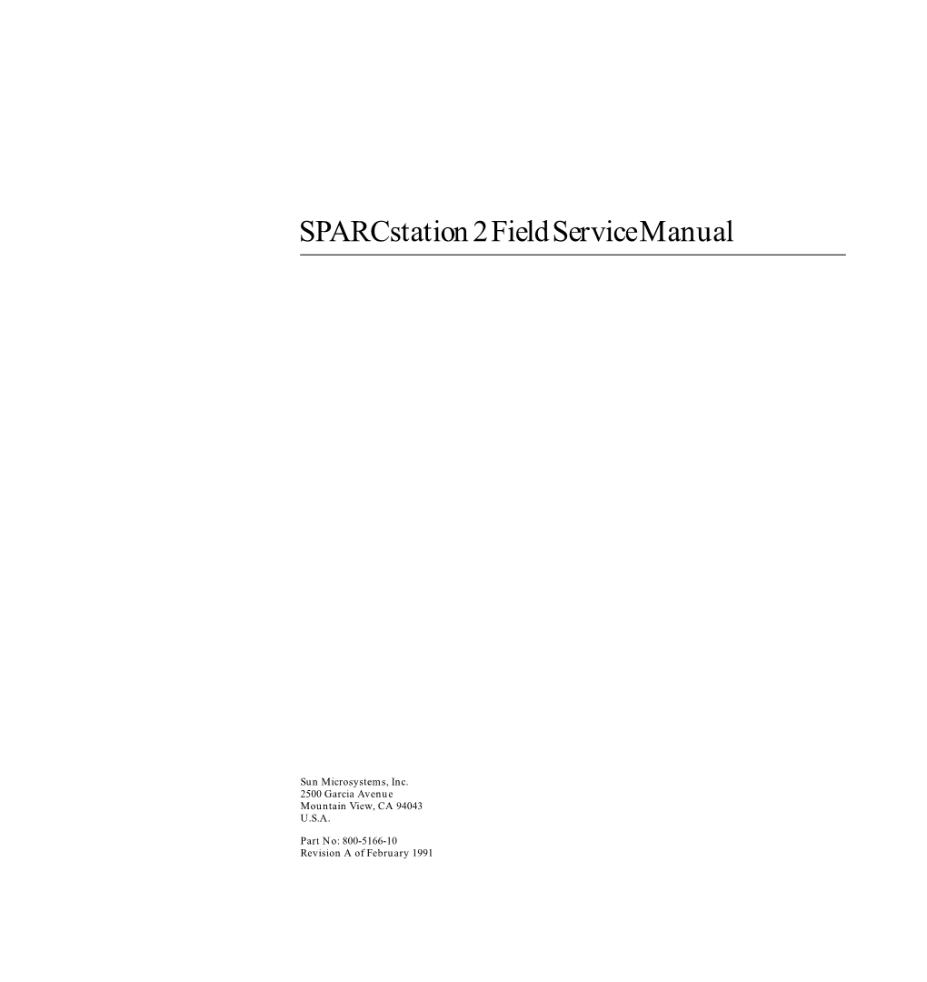 Sparcstation 2 Field Service Manual—February 1991 Power Supply