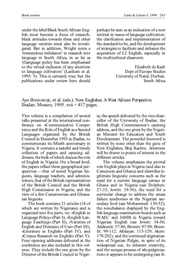New Englishes: a West African Perspective. Ibadan: Mosuro,' 1995