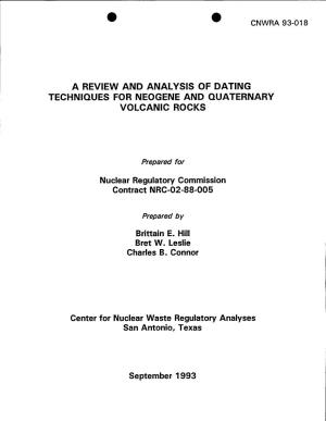 A Review and Analysis of Dating Techniques for Neogene and Quaternary Volcanic Rocks