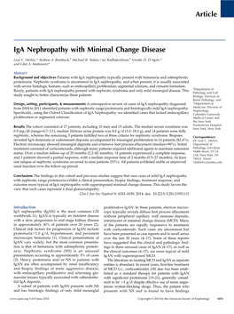 Article Iga Nephropathy with Minimal Change Disease