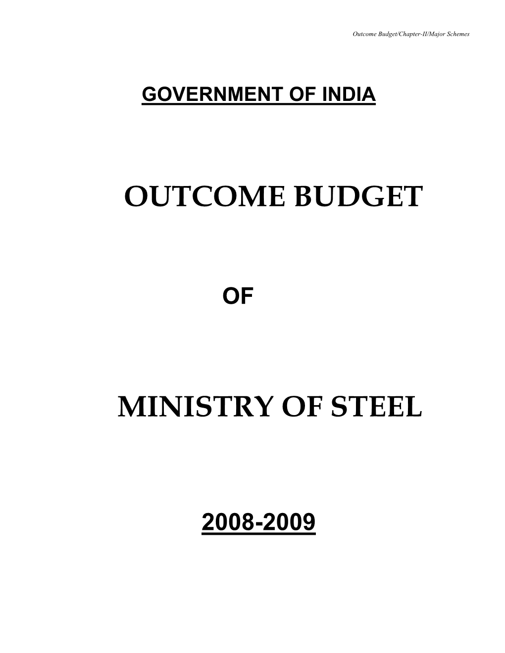 Outcome Budget Ministry of Steel