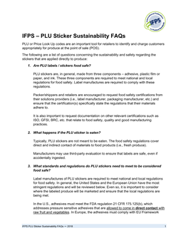 IFPS – PLU Sticker Sustainability Faqs