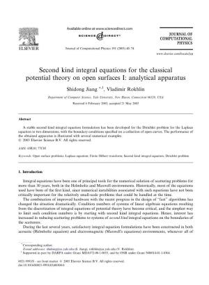 Second Kind Integral Equations for the Classical Potential Theory on Open Surfaces I: Analytical Apparatus