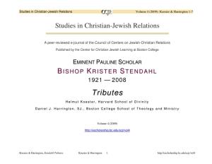 Tributes Koester & Harrington 1 Studies in Christian-Jewish Relations Volume 4 (2009): Koester & Harrington 1-7