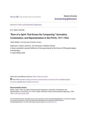 Innovation, Contestation, and Representation in the PCHA, 1911-1924