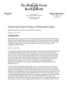 Natural and Social Features of Monmouth County