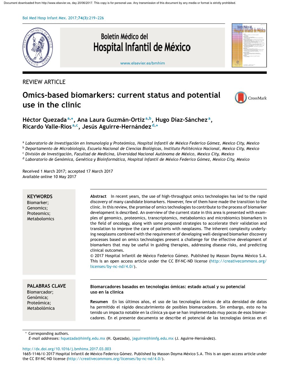 Omics-Based Biomarkers: Current Status and Potential