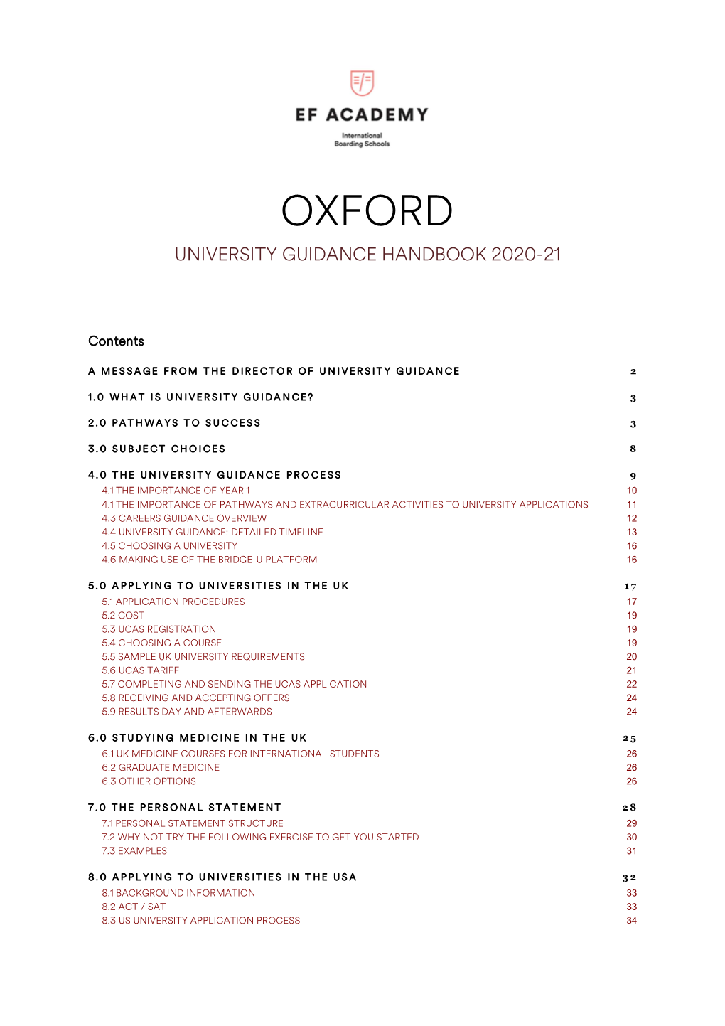 EF Academy Oxford University Guidance Handbook