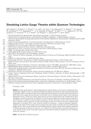 Simulating Lattice Gauge Theories Within Quantum Technologies