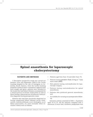 Spinal Anaesthesia for Laparoscopic Cholecystectomy