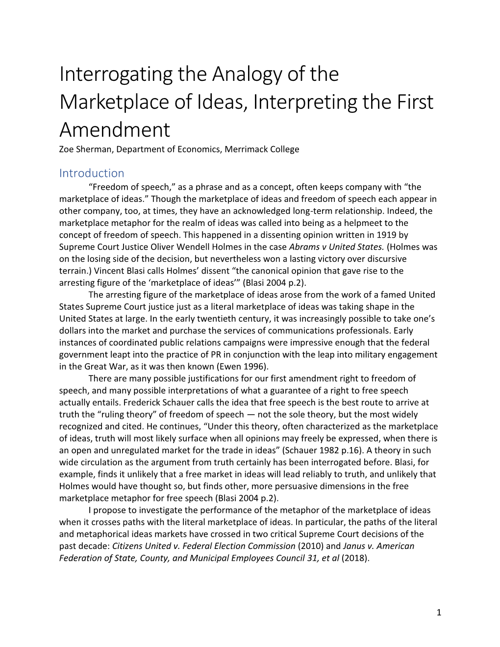 Interrogating the Analogy of the Marketplace of Ideas, Interpreting