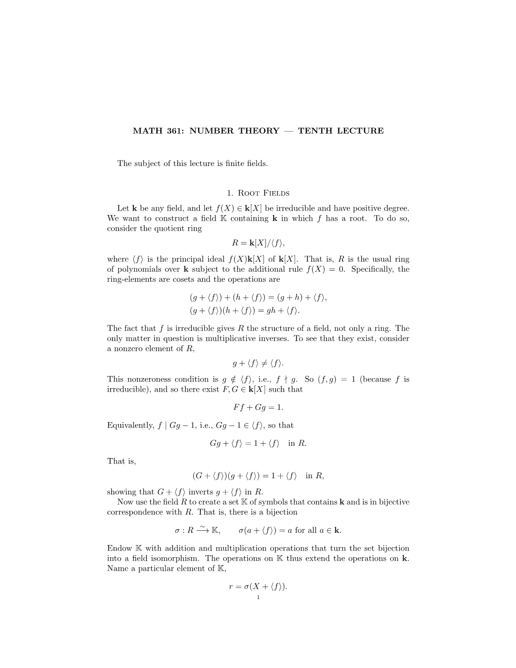 Finite Fields We Already Know the ﬁnite ﬁelds