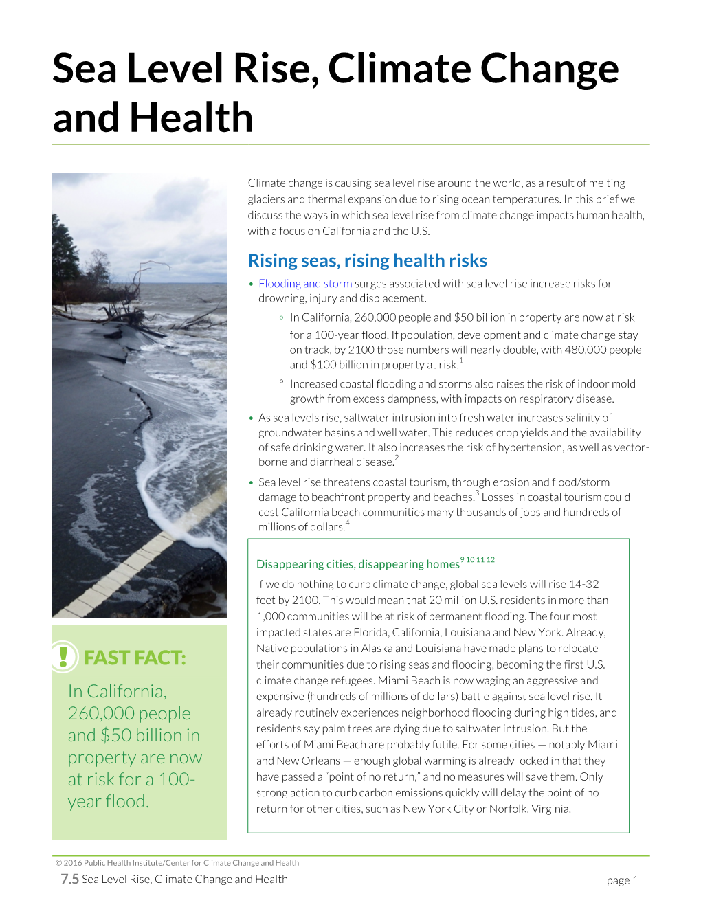 Sea Level Rise, Climate Change and Health