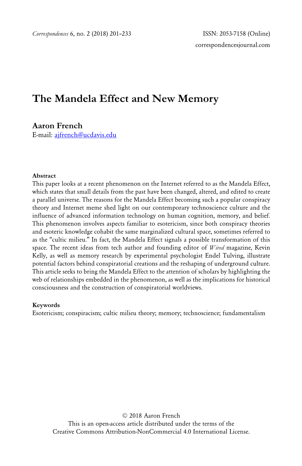 The Mandela Effect and New Memory