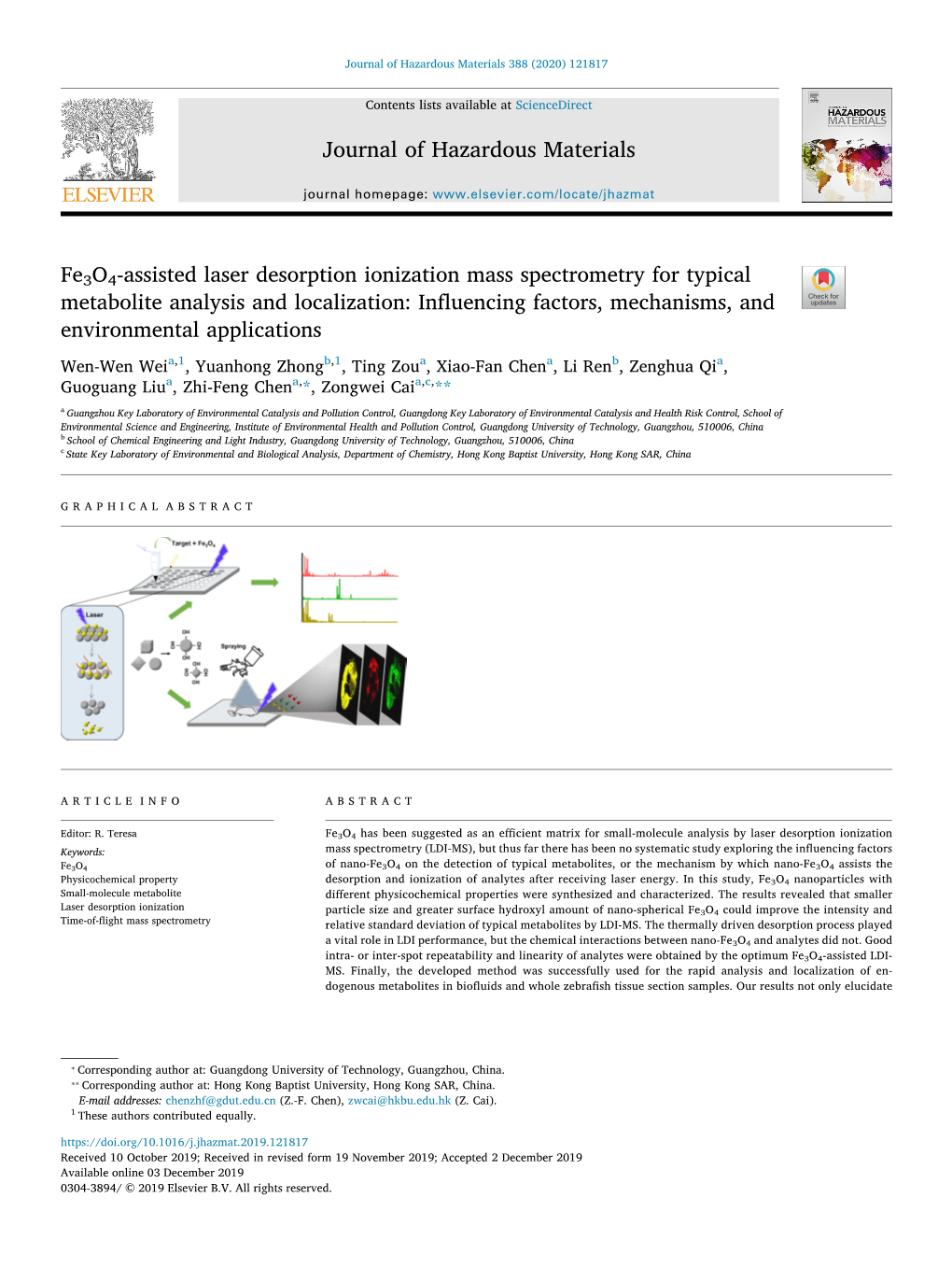 Fe3o4-Assisted Laser Desorption Ionization Mass Spectrometry For