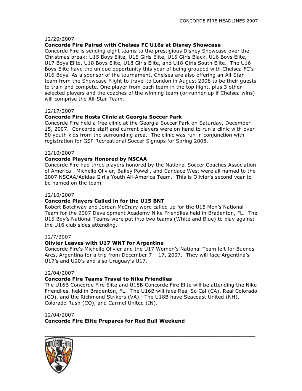 Concorde Fire News Headlines 2007