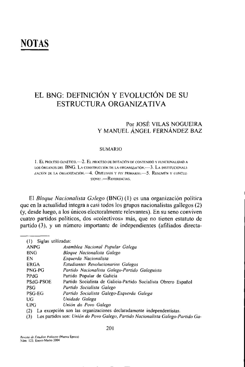 El Bng: Definición Y Evolución De Su Estructura Organizativa