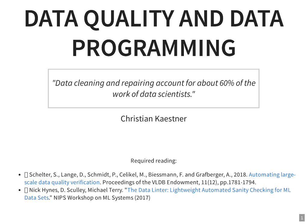 Data Quality and Data Programming