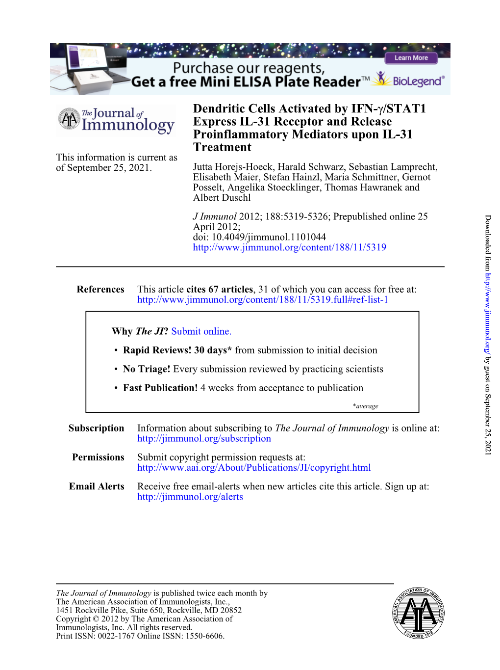 Treatment Proinflammatory Mediators Upon