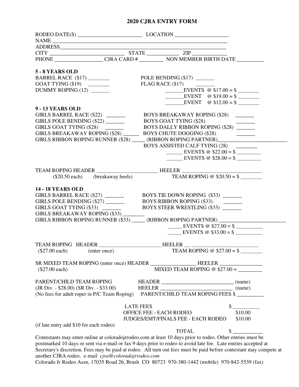 2020 Cjra Entry Form