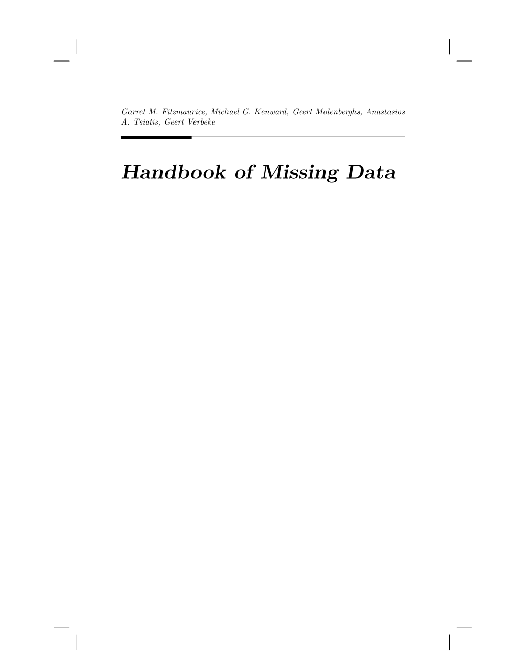 Handbook of Missing Data 2 Contents