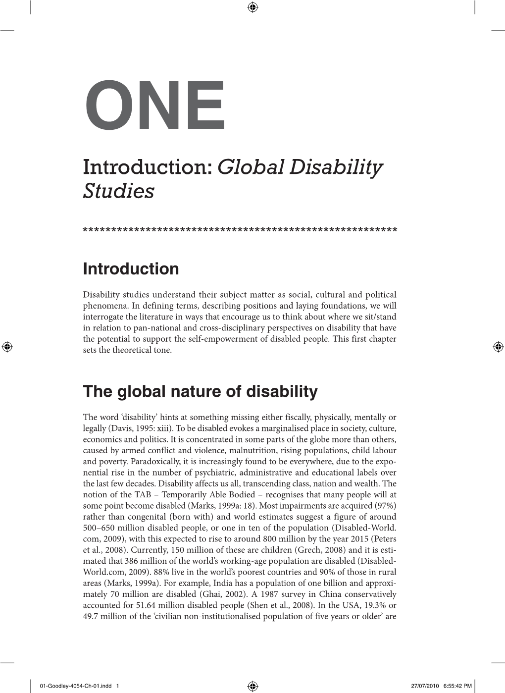 Introduction: Global Disability Studies