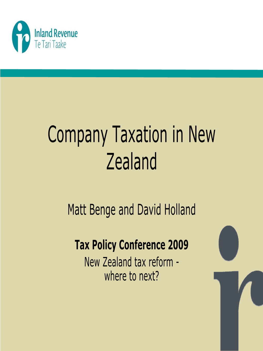 Presentation Slides—Company Taxation in New Zealand