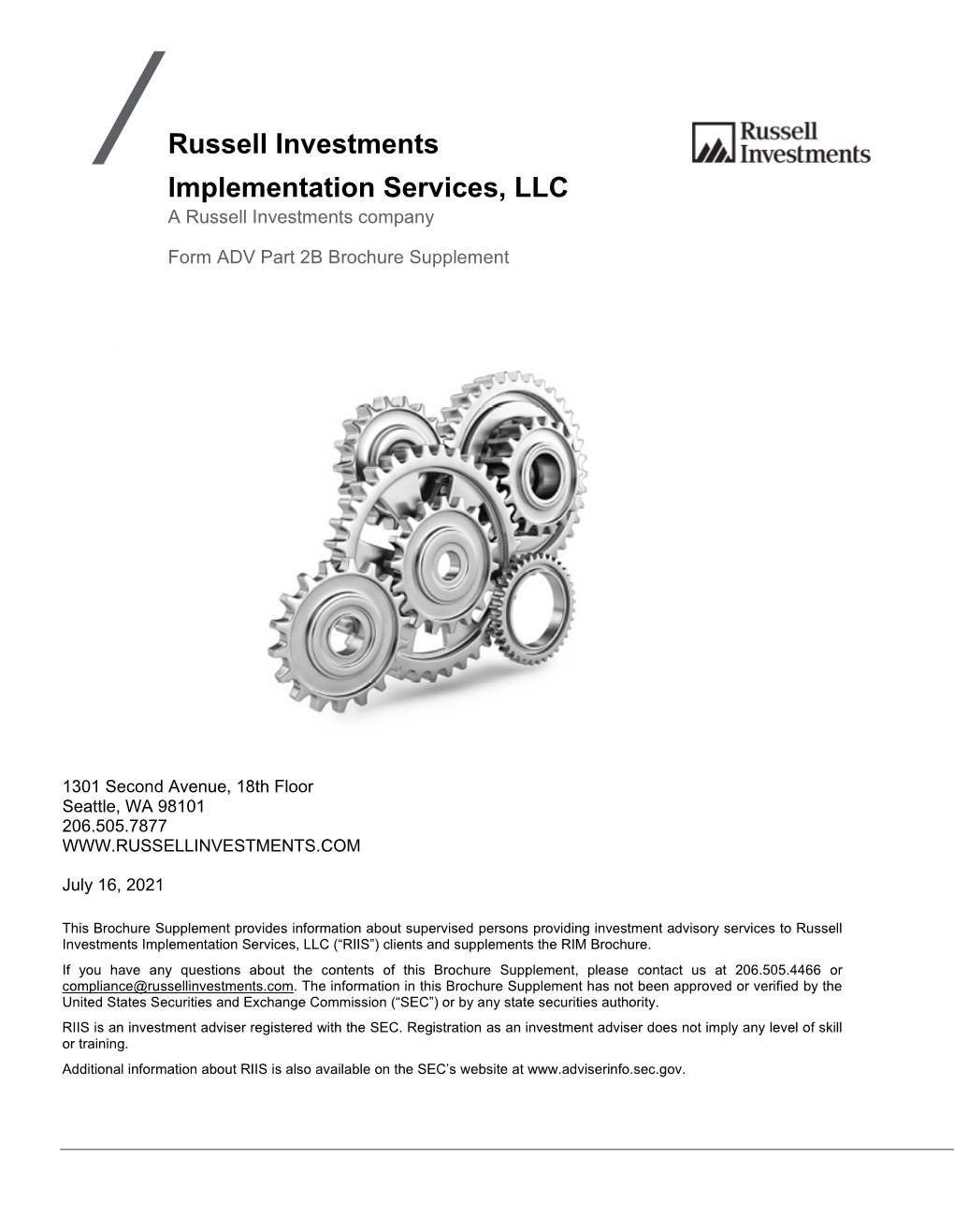 Form ADV Part 2B Brochure Supplement