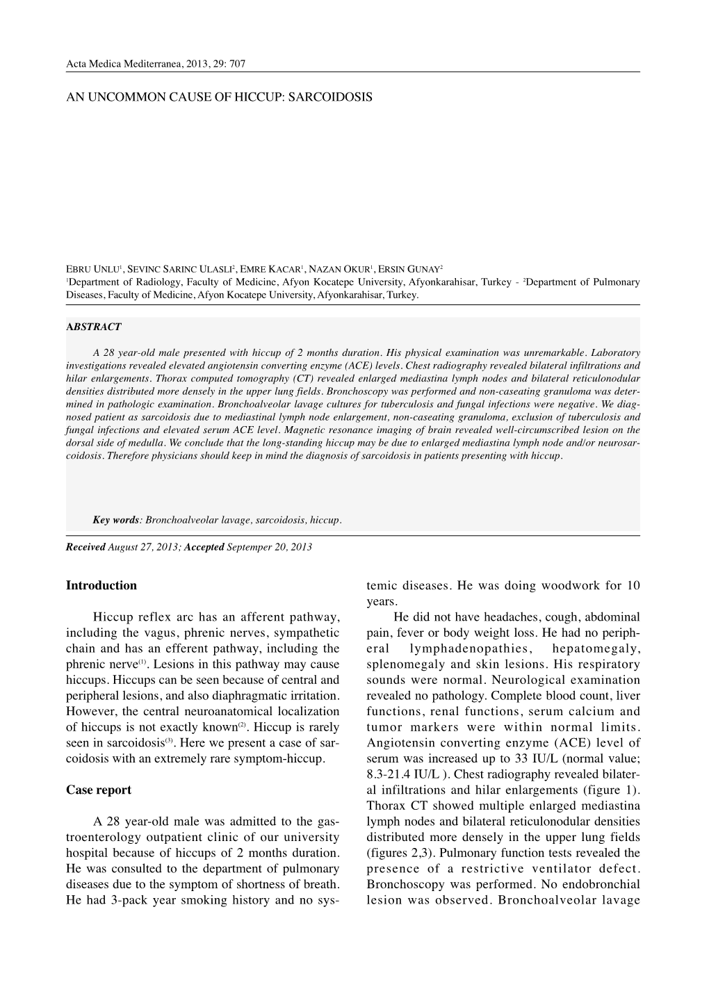 An Uncommon Cause of Hiccup: Sarcoidosis