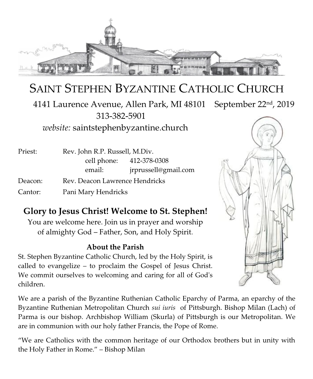 Bulletin for 2019-09-22 – St. Stephen