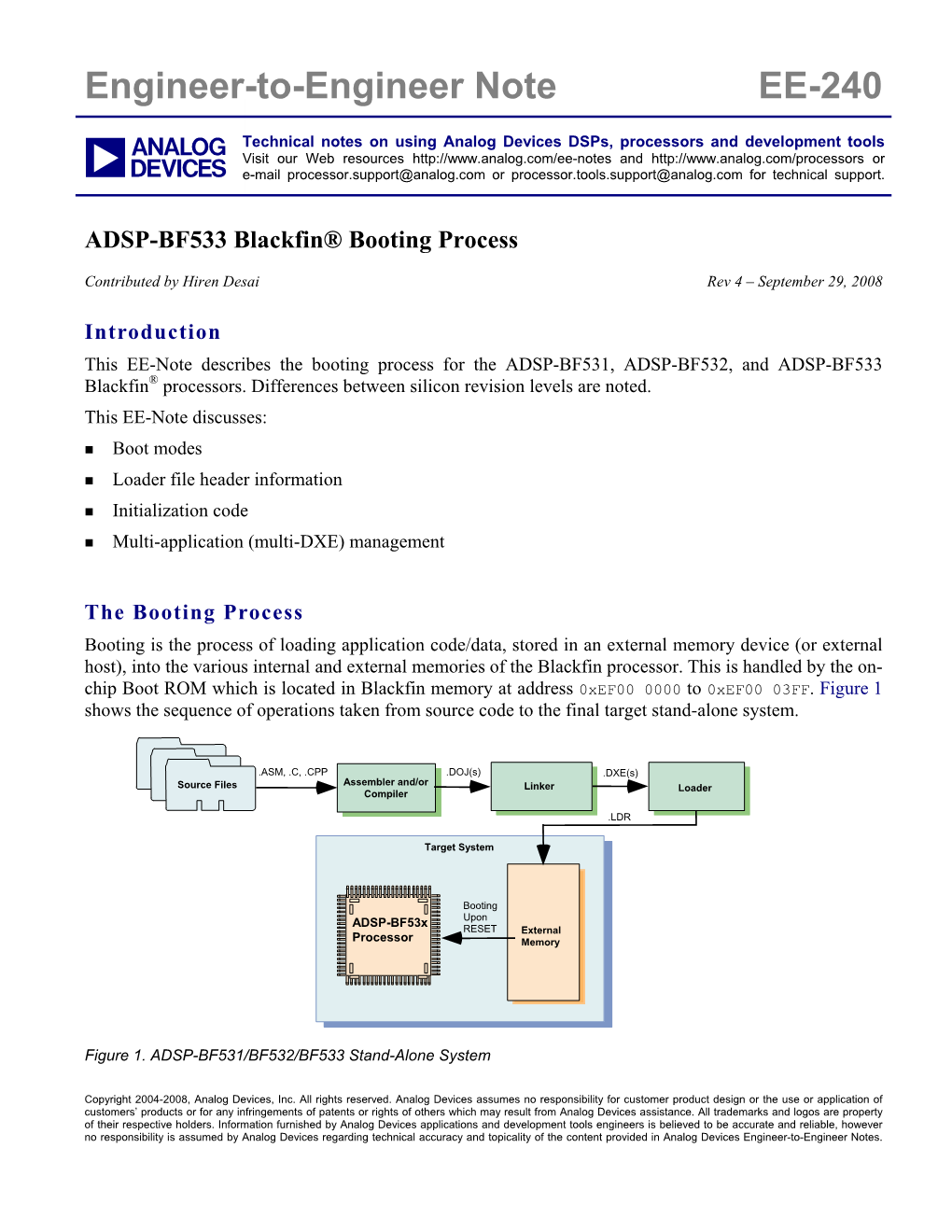 ADSP-BF533 Blackfin® Booting Process Application Note (EE-240)