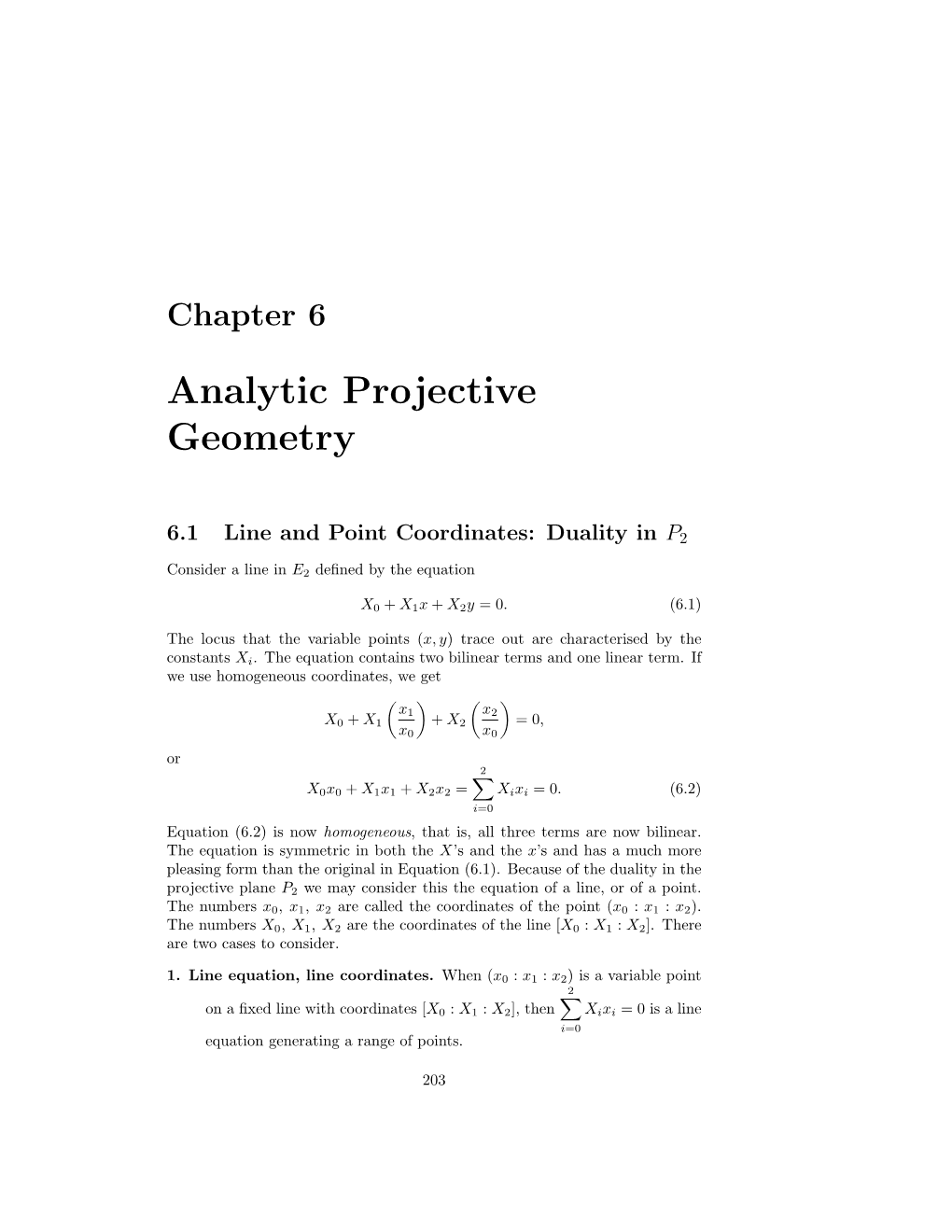 Chapter 6, Analytic Projective Geometry