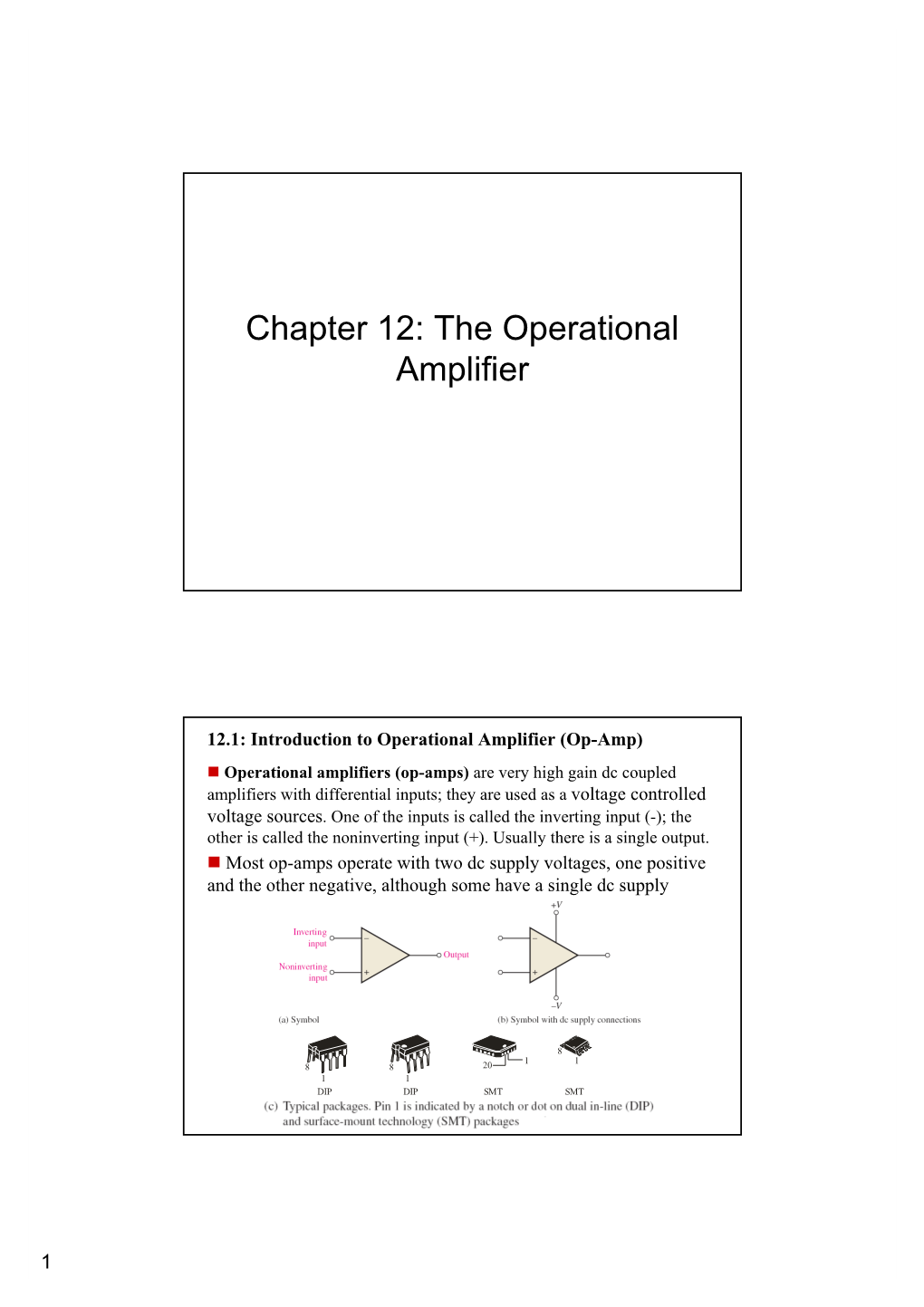 Chapter 12: the Operational Amplifier