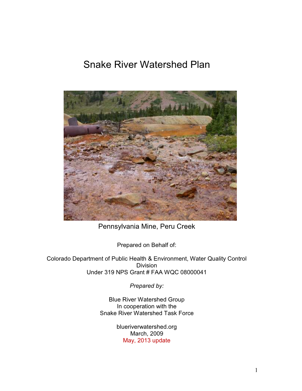 Snake River Watershed Plan 2013